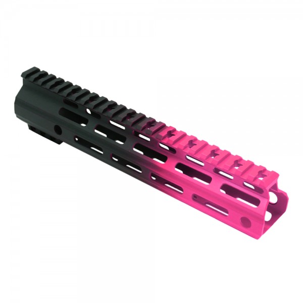 CERAKOTE GRADIENT| AR-15 ANGLE CUT CLAMP ON M-LOK 10 INCH HANDGUARD- BLACK BASE- GRADIENT- PINK -MADE IN U.S.A